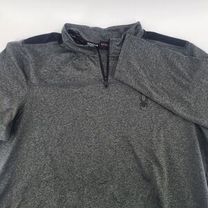 Spyder Active Gray Pullover Long Sleeve Athletic Top Men's Large quarter zip